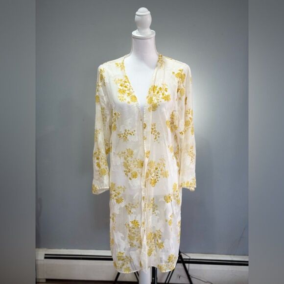 SALE! Cream Mi Ami Floral Caftan Size S/M EUC - Picture 1 of 7